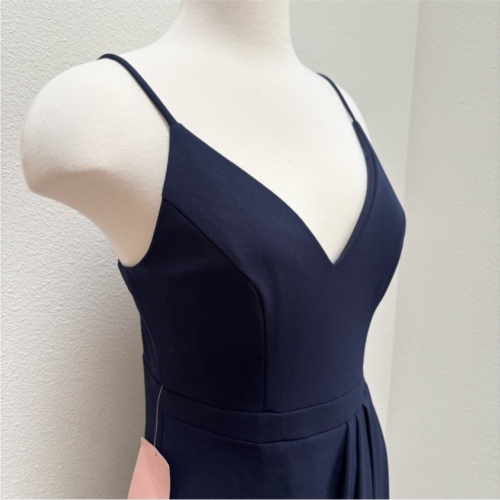 Bhldn Formal Bridesmaid Dress Evening Gown Wedding V Neck Maxi Navy Blue Size 6 - Picture 9 of 14